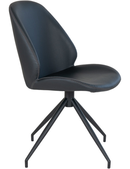 Chaise moderne pivotante Polyuréthane Noir Métal Noir Monte Carlo (Lot de 2) 