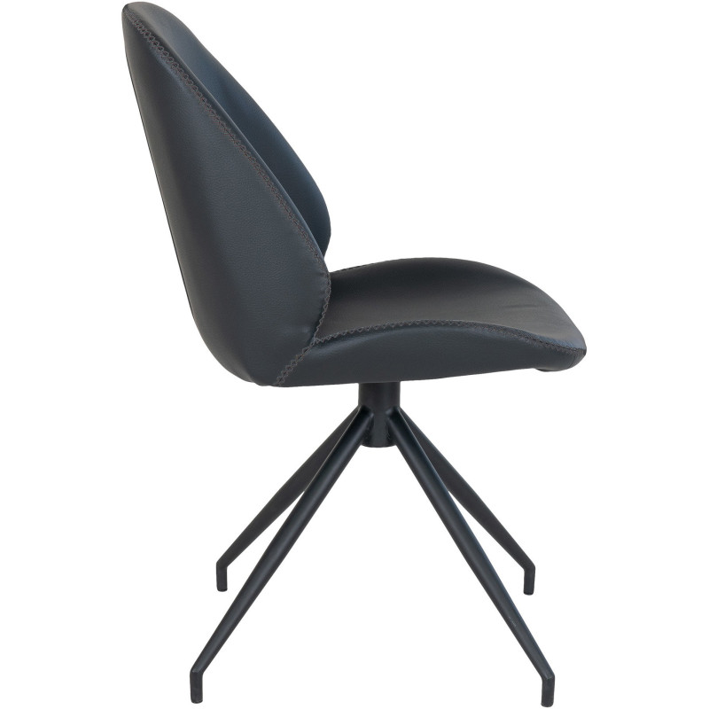 Chaise moderne pivotante Polyuréthane Noir Métal Noir Monte Carlo (Lot de 2) 