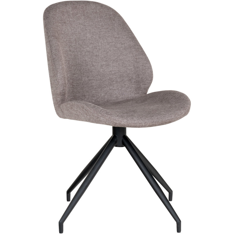 Chaise moderne pivotante Tissu Gris pierre Métal Noir Monte Carlo (Lot de 2) 
