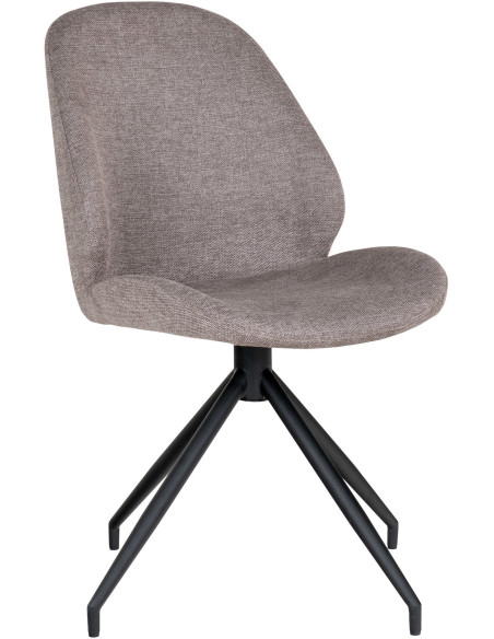 Chaise moderne pivotante Tissu Gris pierre Métal Noir Monte Carlo (Lot de 2) 