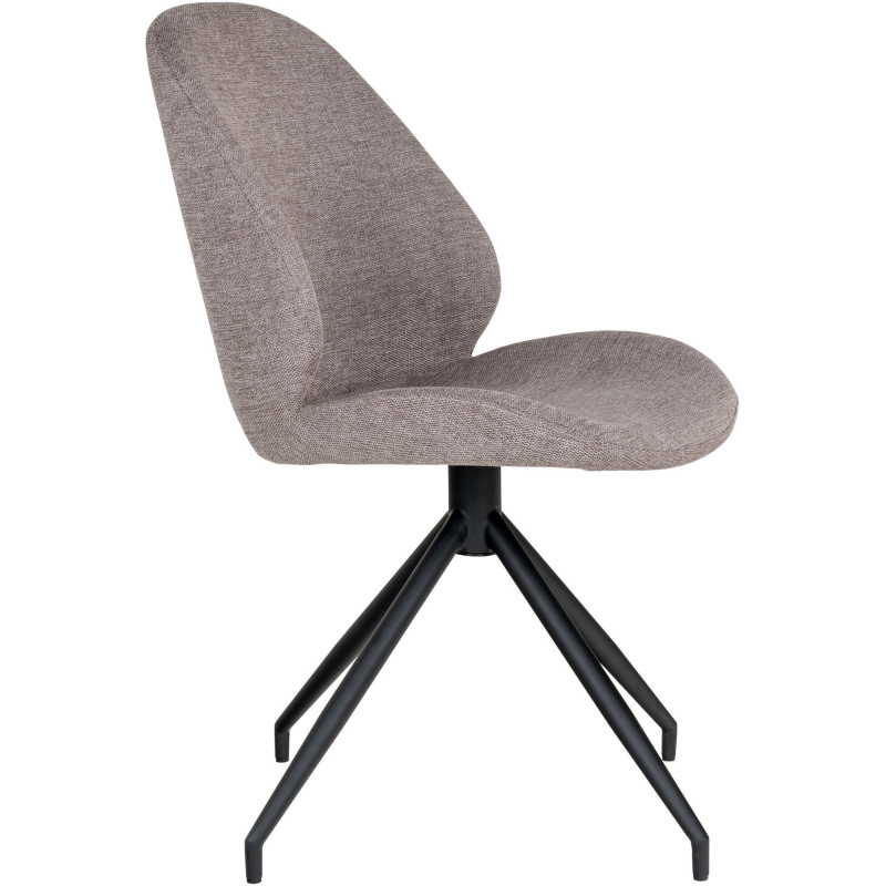 Chaise moderne pivotante Tissu Gris pierre Métal Noir Monte Carlo (Lot de 2) 
