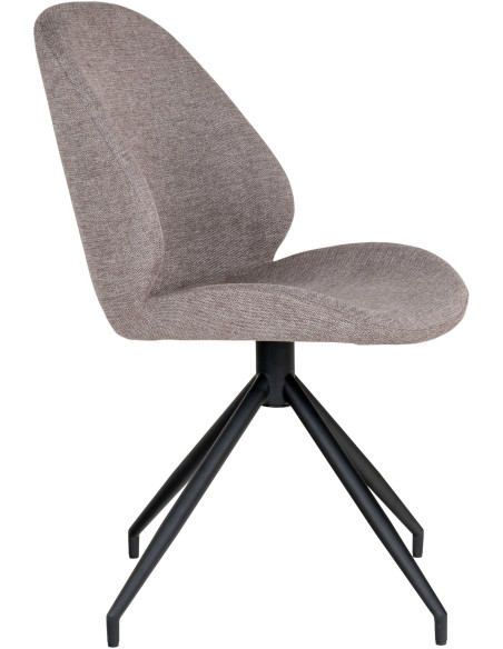Chaise moderne pivotante Tissu Gris pierre Métal Noir Monte Carlo (Lot de 2) 