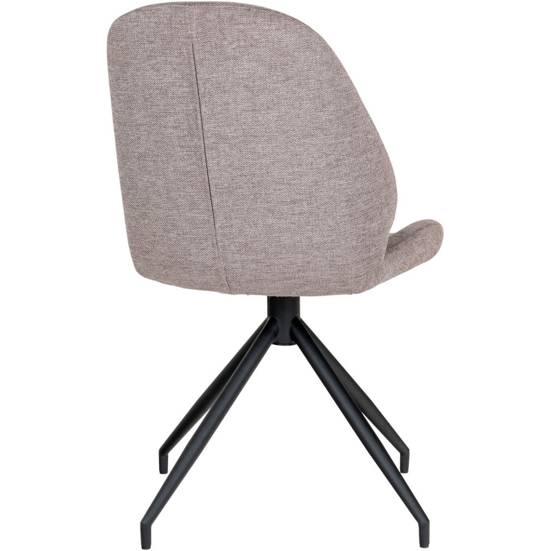 Chaise moderne pivotante Tissu Gris pierre Métal Noir Monte Carlo (Lot de 2) 
