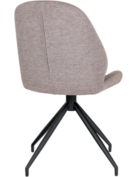 Chaise moderne pivotante Tissu Gris pierre Métal Noir Monte Carlo (Lot de 2) 