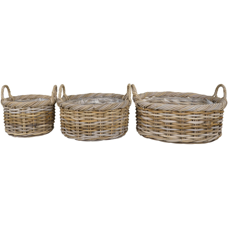 Kuta Baskets - Baskets, kubu rattan, nature set of 3 