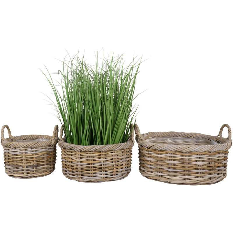 Kuta Baskets - Baskets, kubu rattan, nature set of 3 