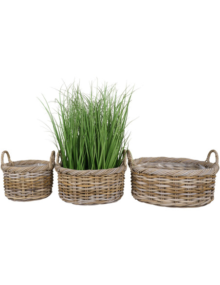 Kuta Baskets - Baskets, kubu rattan, nature set of 3 