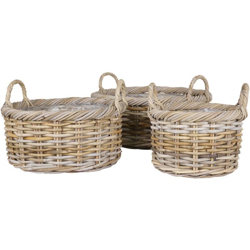 Kuta Baskets - Baskets, kubu rattan, nature set of 3
