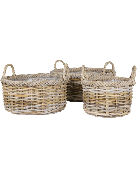 Kuta Baskets - Baskets, kubu rattan, nature set of 3