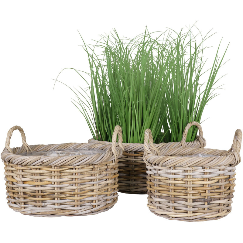 Kuta Baskets - Baskets, kubu rattan, nature set of 3 