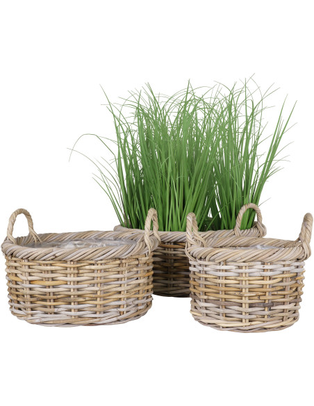 Kuta Baskets - Baskets, kubu rattan, nature set of 3 