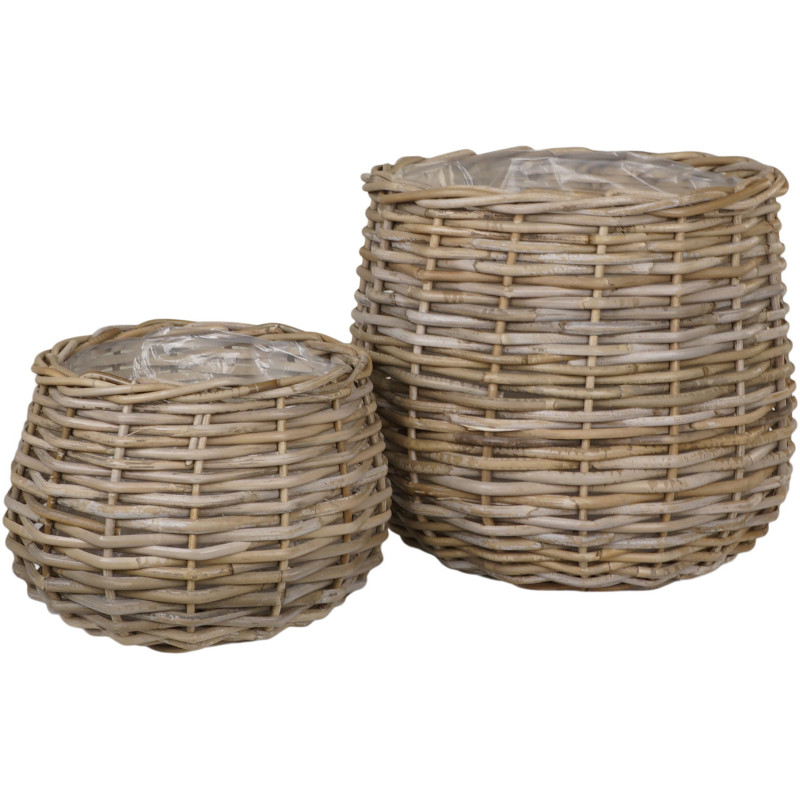 Pulo Baskets - Baskets, kubu rattan, natural set af 2 