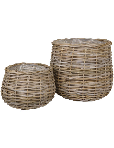 Pulo Baskets - Baskets, kubu rattan, natural set af 2 