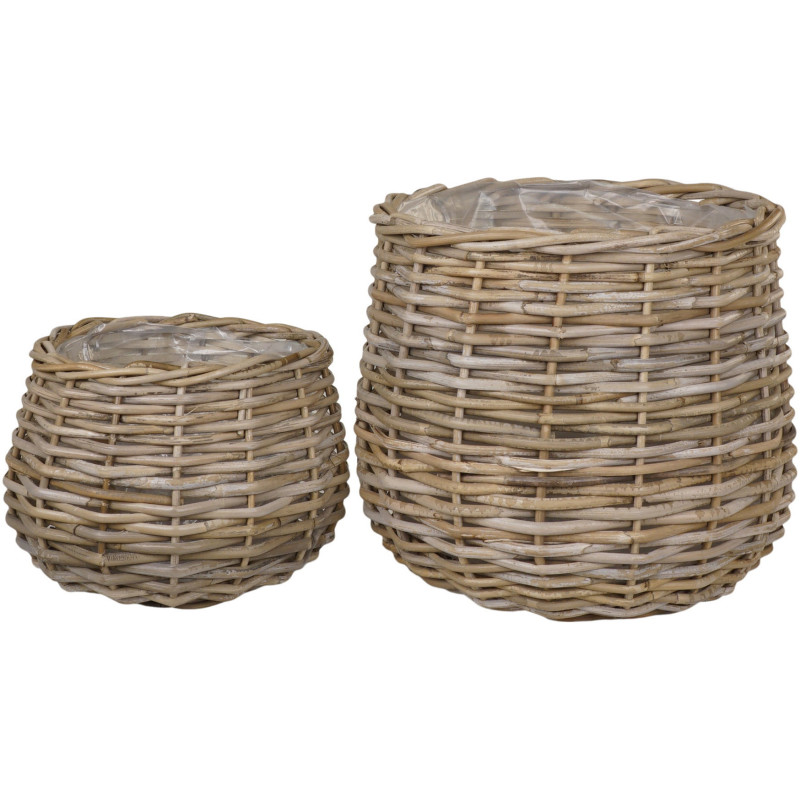 Pulo Baskets - Baskets, kubu rattan, natural set af 2 