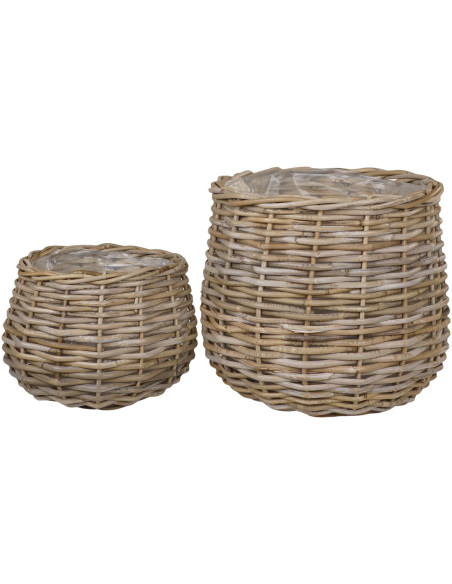 Pulo Baskets - Baskets, kubu rattan, natural set af 2 