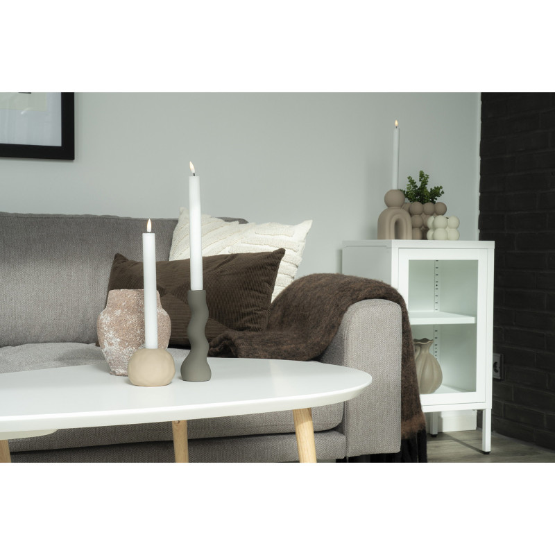 Petit Buffet moderne Bas 1 porte Métal Blanc Verre Transparent Dalby 