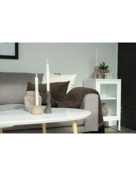 Petit Buffet moderne Bas 1 porte Métal Blanc Verre Transparent Dalby 