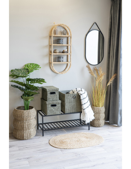 Tapis d'entrée indien Ovale 50x80 Jute Naturel Tressé Bombay 