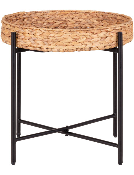 Table d'appoint bord de mer Ronde Jacinthe d'eau Naturel Métal Noir Naro 