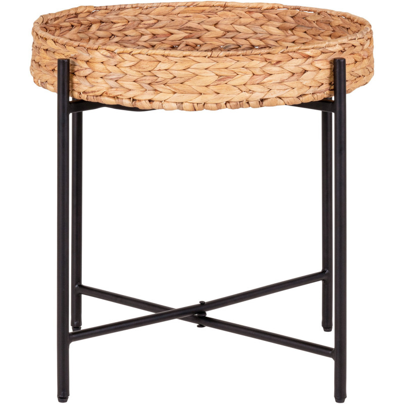 Table d'appoint bord de mer Ronde Jacinthe d'eau Naturel Métal Noir Naro 