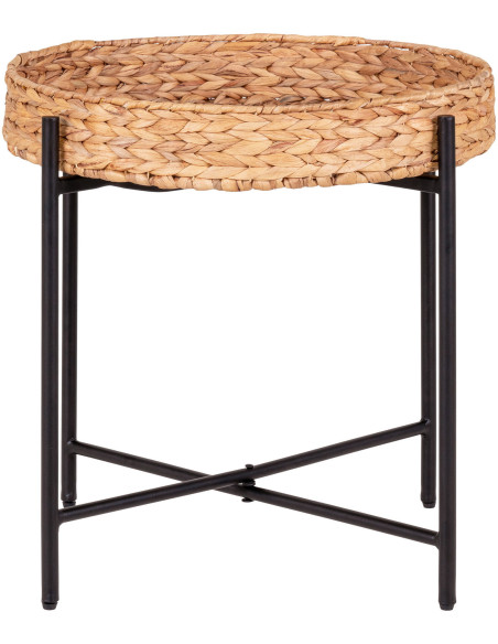 Table d'appoint bord de mer Ronde Jacinthe d'eau Naturel Métal Noir Naro 