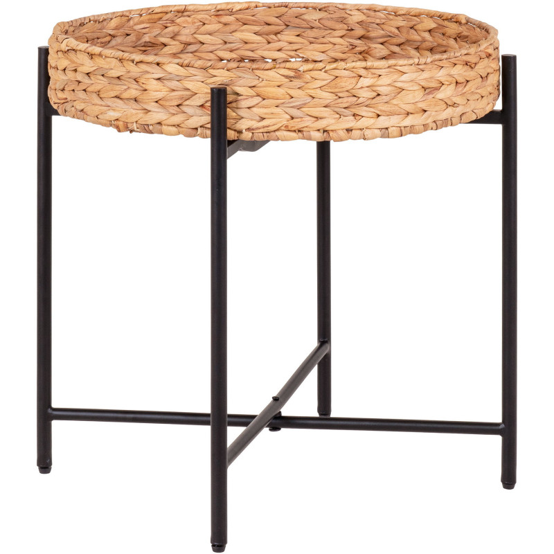 Table d'appoint bord de mer Ronde Jacinthe d'eau Naturel Métal Noir Naro 