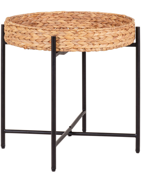 Table d'appoint bord de mer Ronde Jacinthe d'eau Naturel Métal Noir Naro 