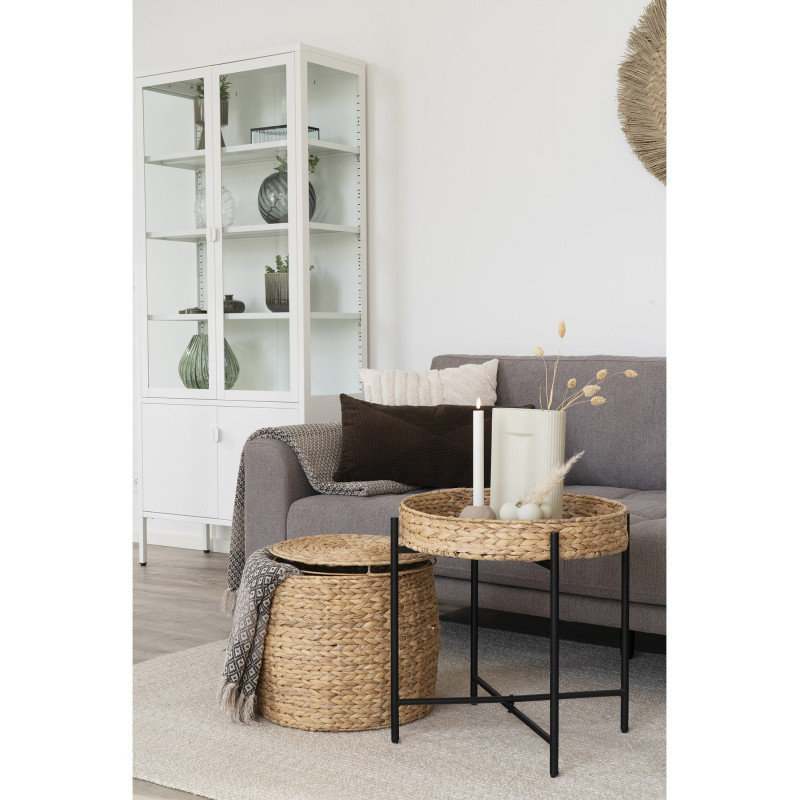 Table d'appoint bord de mer Ronde Jacinthe d'eau Naturel Métal Noir Naro 