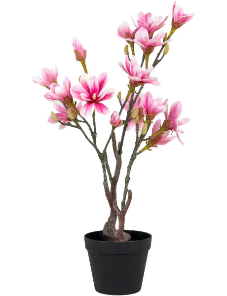 Arbre artificiel réaliste Magnolia Hauteur 74 cm Plastique Rose Noir 
