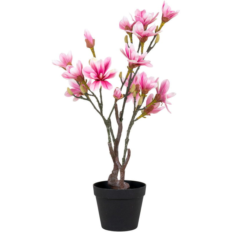 Arbre artificiel réaliste Magnolia Hauteur 74 cm Plastique Rose Noir 