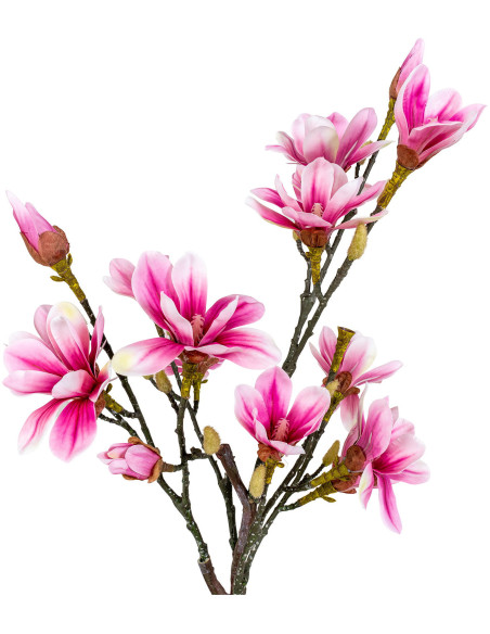 Arbre artificiel réaliste Magnolia Hauteur 74 cm Plastique Rose Noir 