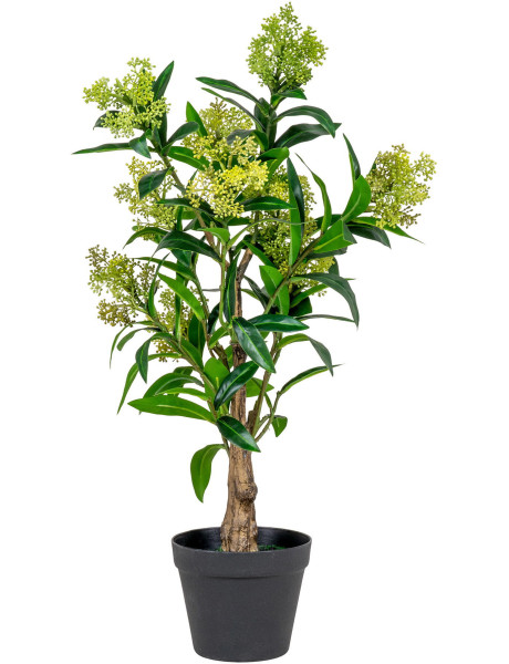 Arbre artificiel réaliste Skimmia Hauteur 75 cm Plastique Vert Noir 