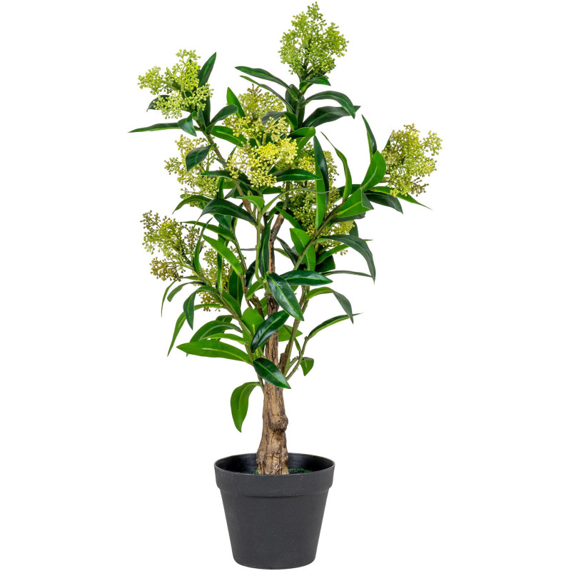 Arbre artificiel réaliste Skimmia Hauteur 75 cm Plastique Vert Noir 
