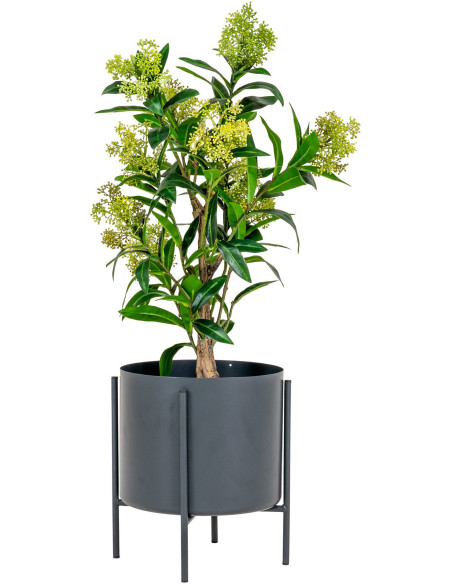 Arbre artificiel réaliste Skimmia Hauteur 75 cm Plastique Vert Noir 