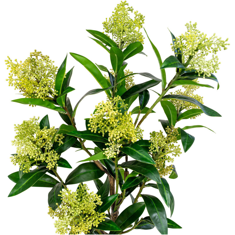 Arbre artificiel réaliste Skimmia Hauteur 75 cm Plastique Vert Noir 