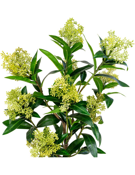 Arbre artificiel réaliste Skimmia Hauteur 75 cm Plastique Vert Noir 