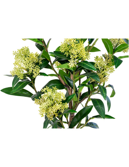 Arbre artificiel réaliste Skimmia Hauteur 75 cm Plastique Vert Noir 