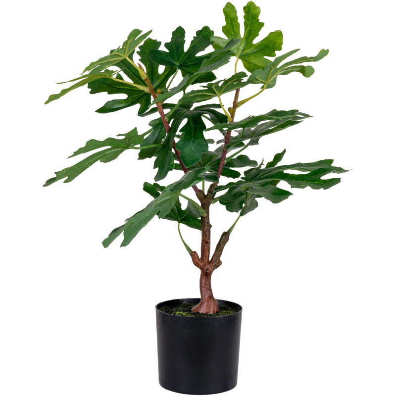 Arbre artificiel réaliste Figuier Hauteur 60 cm Plastique Vert Noir 