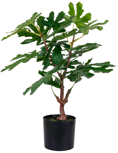 Arbre artificiel réaliste Figuier Hauteur 60 cm Plastique Vert Noir 