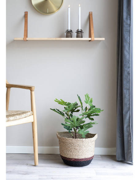 Arbre artificiel réaliste Figuier Hauteur 60 cm Plastique Vert Noir 