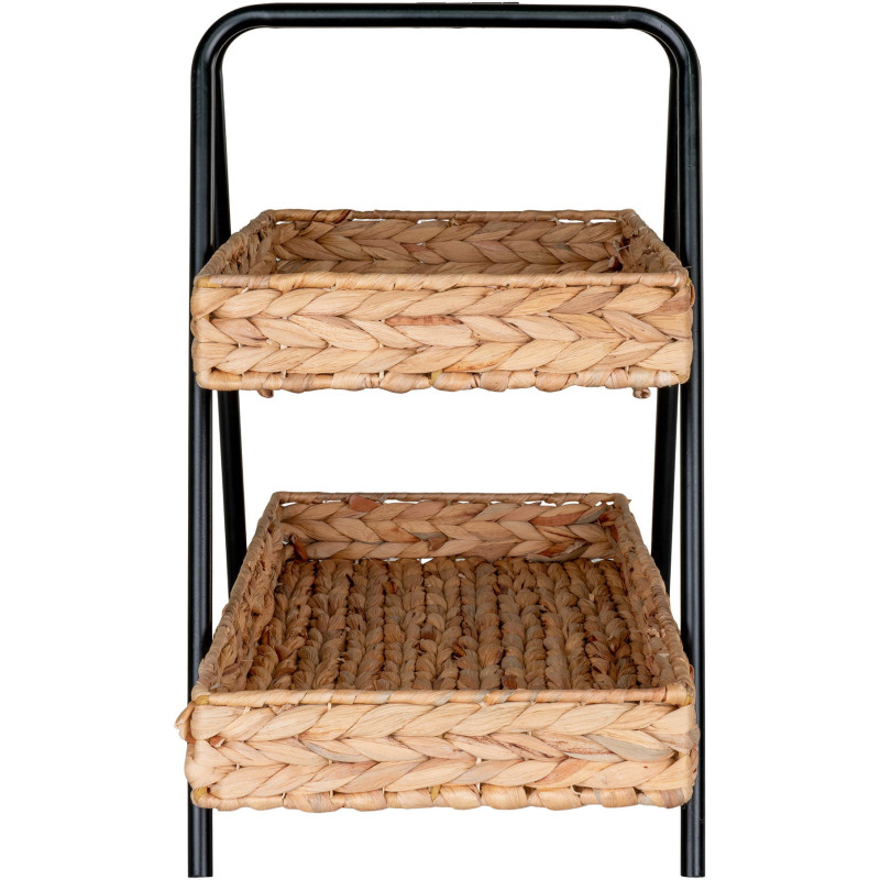 Petite Étagère de rangement 2 niveaux Jacinthe d'eau Naturel Métal Noir Alfaro 