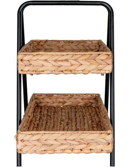 Petite Étagère de rangement 2 niveaux Jacinthe d'eau Naturel Métal Noir Alfaro 