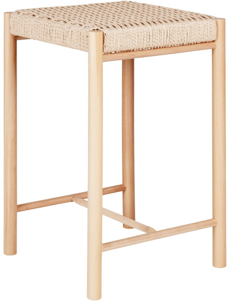 Tabouret de bar moderne Corde en papier tressé Bois de peuplier Naturel Abano 
