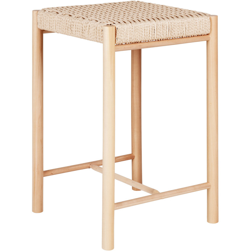 Tabouret de bar moderne Corde en papier tressé Bois de peuplier Naturel Abano 