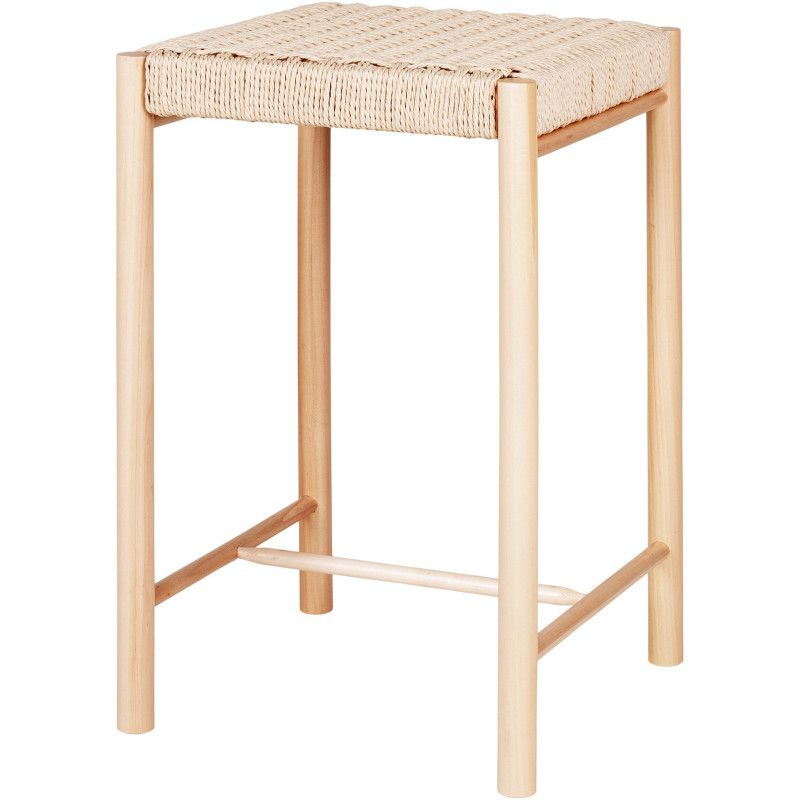 Tabouret de bar moderne Corde en papier tressé Bois de peuplier Naturel Abano 