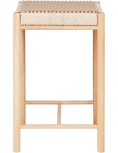 Tabouret de bar moderne Corde en papier tressé Bois de peuplier Naturel Abano 