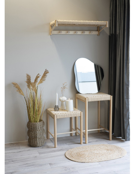 Tabouret de bar moderne Corde en papier tressé Bois de peuplier Naturel Abano 