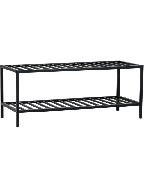 Étagère à chaussures moderne 2 niveaux Métal Noir Vita 
