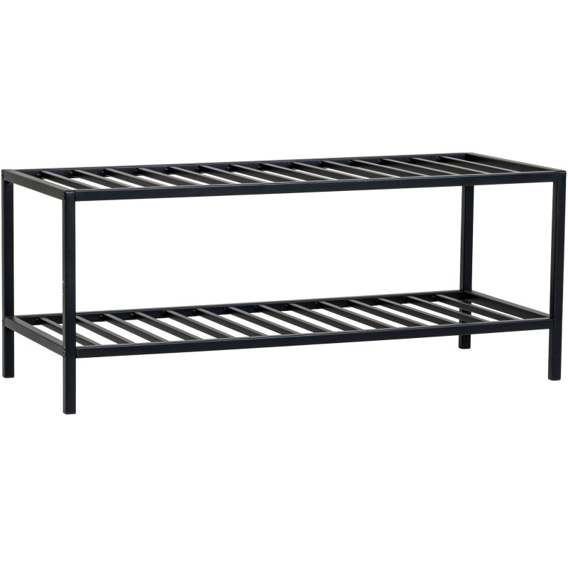 Étagère à chaussures moderne 2 niveaux Métal Noir Vita 