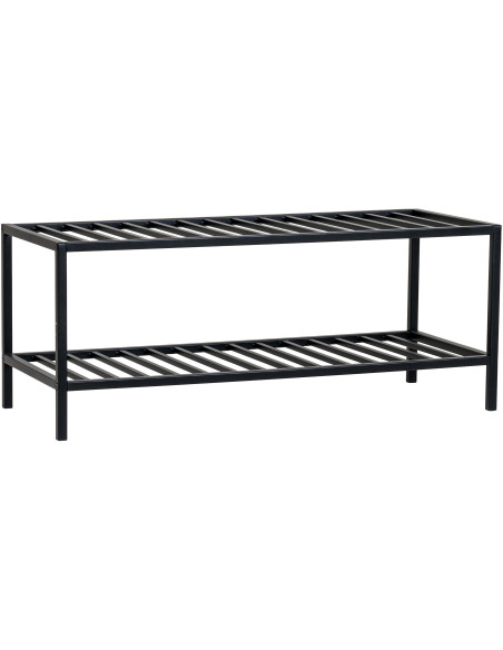 Étagère à chaussures moderne 2 niveaux Métal Noir Vita 